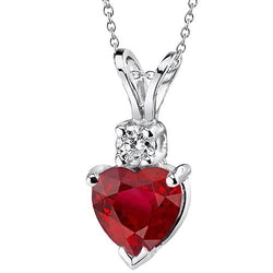 Collana Pendente Rubino Con Diamanti 6.85 Carati Oro Bianco 14K