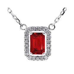 Collana Pendente Rubino Rosso Con Diamanti 5.50 Carati WG 14K