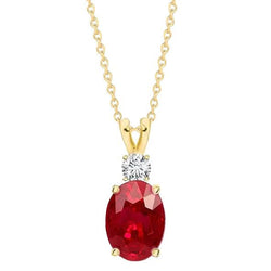 Collana Pendente Rubino Rosso Con Diamanti 8.50 Carati Oro Giallo 14K