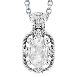 Collana Pendente Slide con diamanti ovali e tondi da 6 carati in oro bianco 14 carati