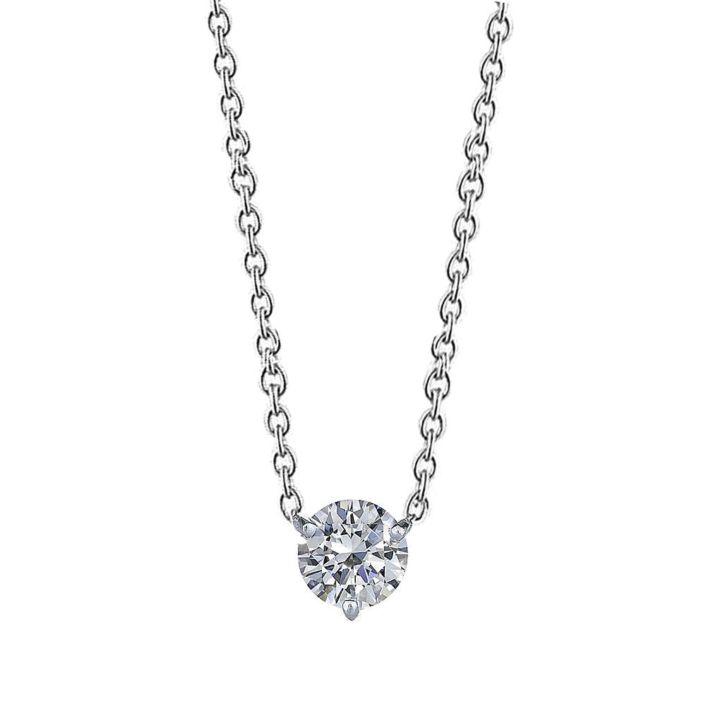 Pendente per collana con diamante solitario taglio rotondo 0.75 carati in oro bianco 14K - harrychadent.it