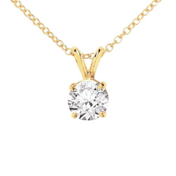 Collana Pendente Solitario con Diamanti da 1 Carato in Oro Giallo 14K