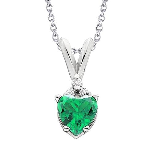 Collana Pendente Verde Smeraldo E Diamante 3.30 Carati WG 14K - harrychadent.it