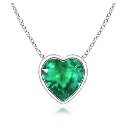 Collana Pendente con smeraldo verde a forma di cuore grande da 7 ct