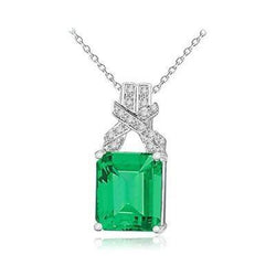 Collana Pendente con smeraldo verde colombiano e diamanti 12.40 ct. WG 14K