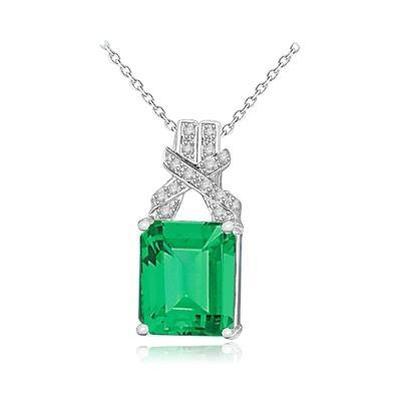 Collana Pendente con smeraldo verde colombiano e diamanti 12.40 ct. WG 14K - harrychadent.it