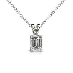 Collana Pendente da Donna con Diamante Taglio Smeraldo 2 Carati in Oro Bianco 14K