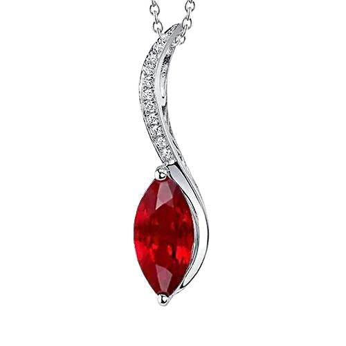 Collana Pendente in oro bianco 14K 5.25 Ct con rubino rosso e diamanti - harrychadent.it