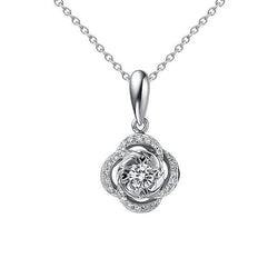 Collana con Ciondolo 1.25 Carati Diamanti Taglio Rotondo Brillante Naturale in Oro Bianco 14K
