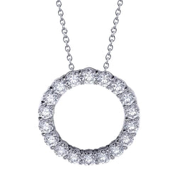 Collana con Ciondolo Cerchio con Diamanti Taglio Rotondo da 2,70 Carati in Oro Bianco 14 Carati