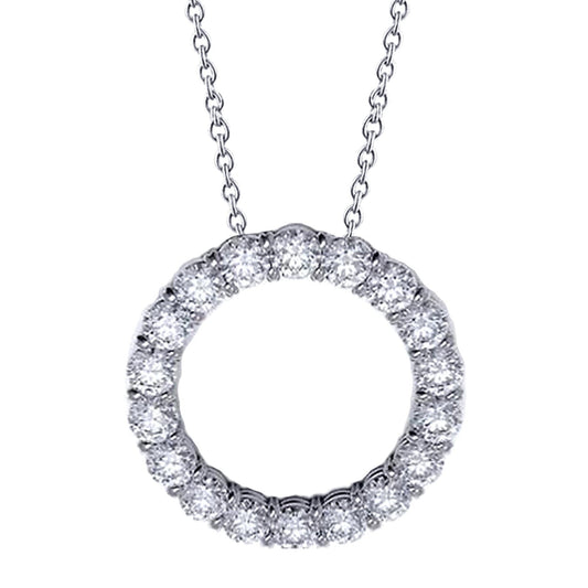 Collana Pendente Cerchio 2,70 Carati Diamanti Taglio Rotondo Oro Bianco 14K - harrychadent.it