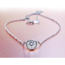Collana con Ciondolo con Sfavillanti Diamanti Rotondi da 1 Carato, F VS1 in Oro Bianco 14 Carati