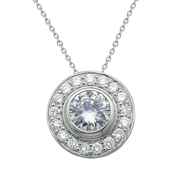 Lunetta per collana pendente con diamanti di forma rotonda 3.0 ct. Oro bianco 14K - harrychadent.it