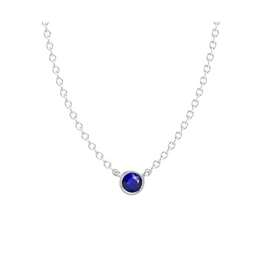 Collana con castone con ciondolo solitario rotondo con zaffiro blu 0,50 carati - harrychadent.it