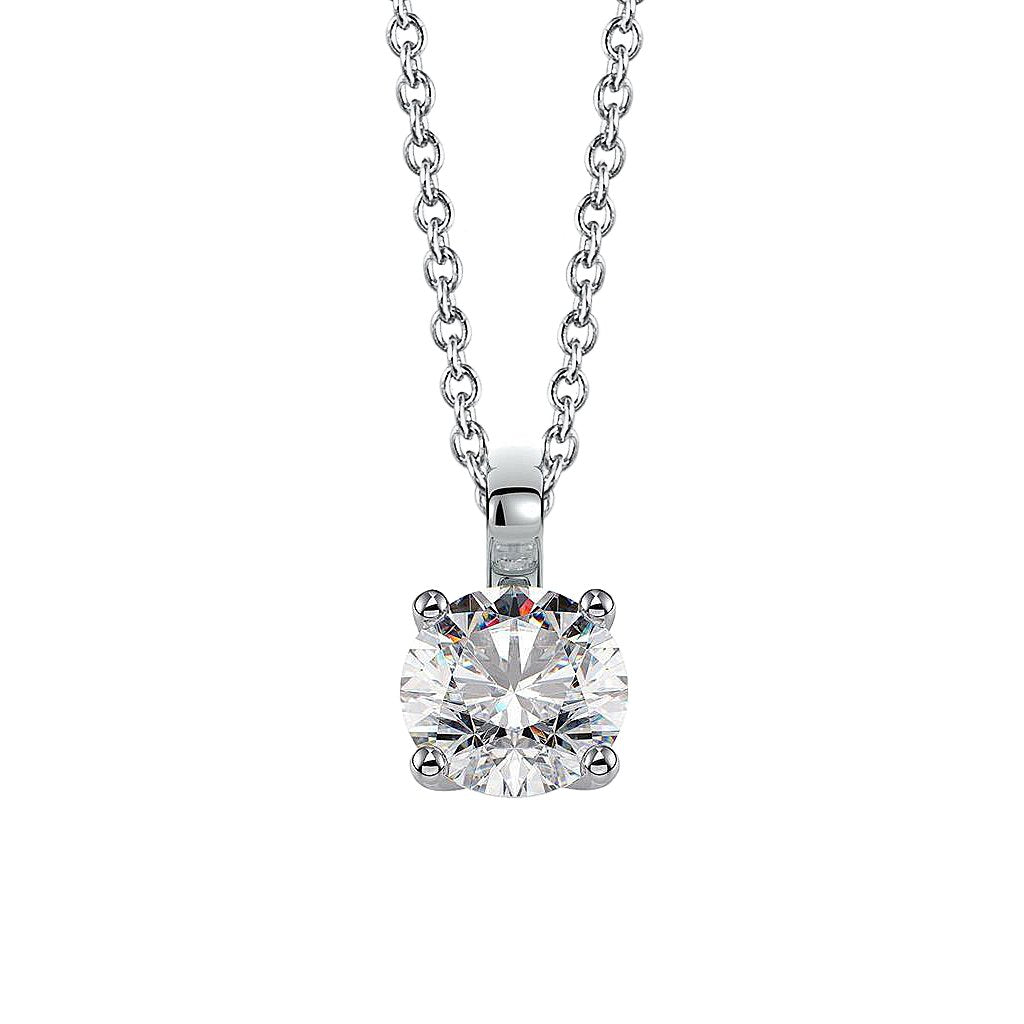 Collana con ciondolo a forma di diamante rotondo G Vs2 set da 1.50 carati WG 14K - harrychadent.it
