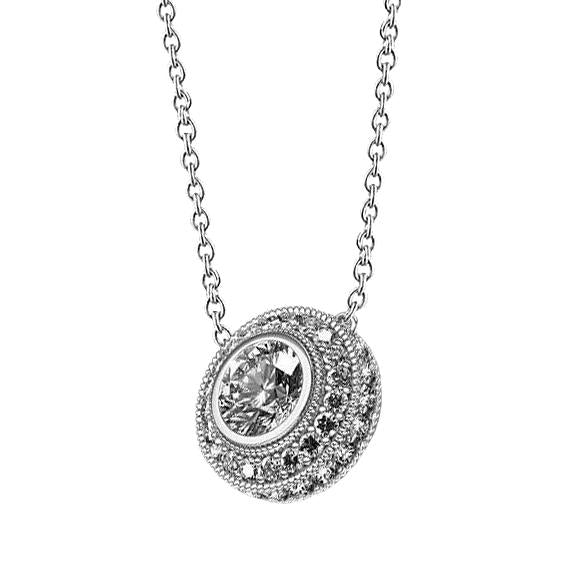 Round Halo Diamond Pendant Necklace Bezel Set 2.5 Carat White Gold 14K - harrychadent.it