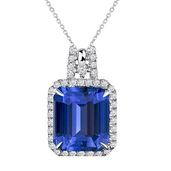 Collana con ciondolo Halo con pietre preziose e diamanti a 4 punte 5,75 carati