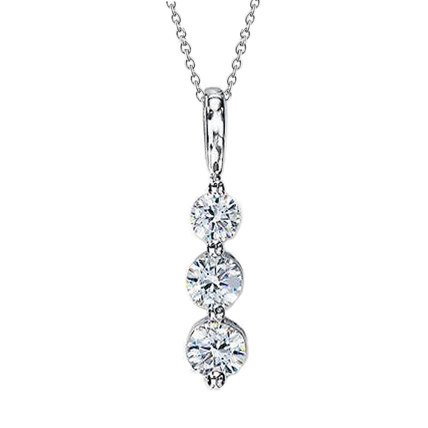 Ciondolo per collana Journey con diamante bianco rotondo 1,9 carati in oro bianco 14K - harrychadent.it