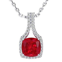 Collana con ciondolo Rubino rosso da 13,40 ct con diamanti in oro bianco 14 kt Novità