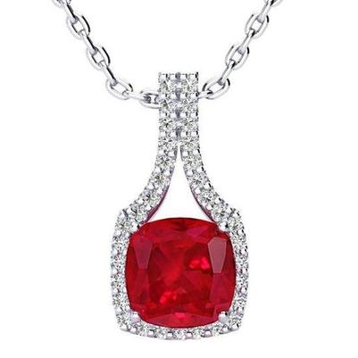 Collana con ciondolo Rubino rosso da 13,40 ct con diamanti in oro bianco 14 kt Novità - harrychadent.it