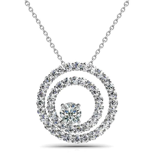 Collana con ciondolo a cerchio 1,49 carati Splendidi diamanti in oro bianco 14 carati Novità - harrychadent.it