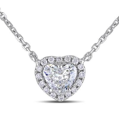 Collana con ciondolo a forma di cuore con diamante rotondo, oro bianco 3,60 carati 14K - harrychadent.it