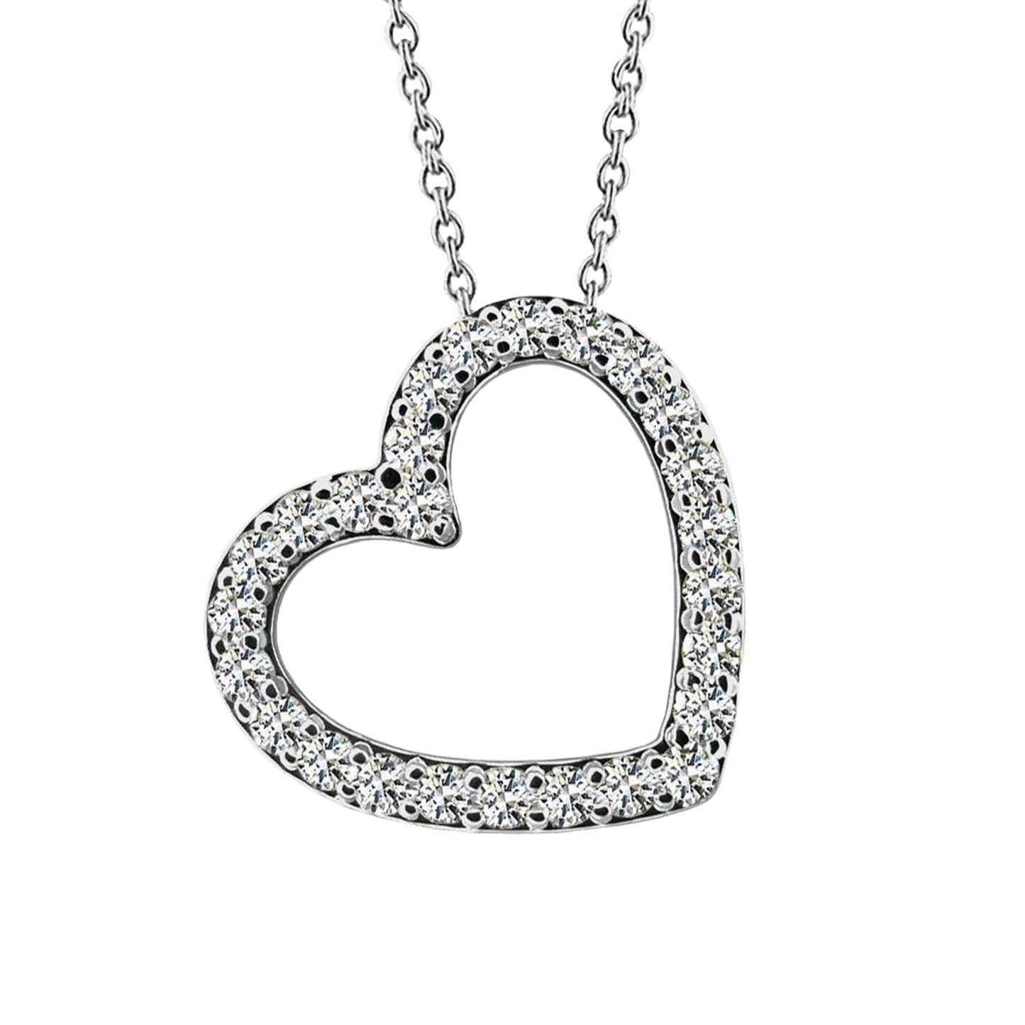 Collana con ciondolo a forma di cuore in oro bianco con diamanti taglio rotondo 5,20 ct - harrychadent.it