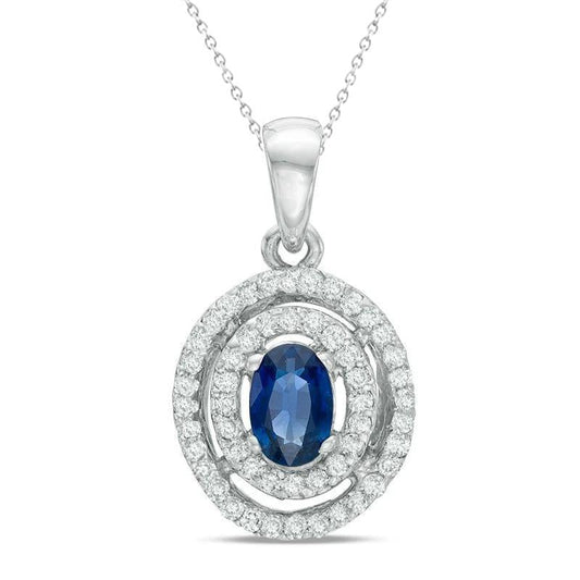 Collana con ciondolo a forma di cerchio in zaffiro dello Sri Lanka, 4 ct. WG 14K - harrychadent.it