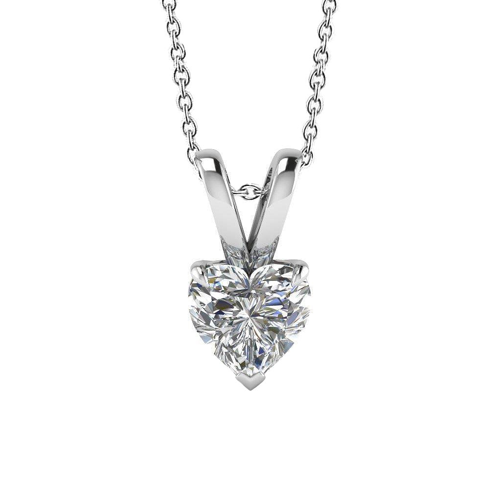 Collana con ciondolo a forma di cuore con diamanti in oro bianco da 1 carato 14K - harrychadent.it