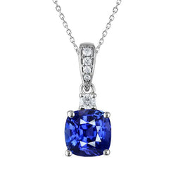 Collana con ciondolo a forma di cuscino con pietre preziose e diamanti rotondi 2,75 carati