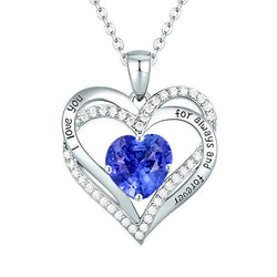 Collana con ciondolo amore a cuore aperto con diamanti zaffiro blu 3,50 carati