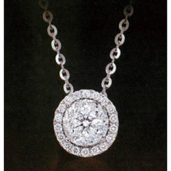 Collana con ciondolo con diamante da 1,50 carati in catena in oro bianco 14 carati