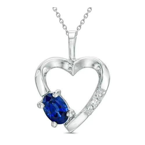 Collana con ciondolo con diamante zaffiro dello Sri Lanka a forma di cuore da 1,30 ct - harrychadent.it