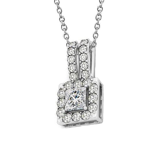 Collana con ciondolo principessa con diamanti senza catena 1.60 carati WG 14K - harrychadent.it