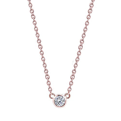 Collana con ciondolo con diamanti rotondi da 1,50 carati in oro rosa 14 carati, catena da 16 o 18 pollici