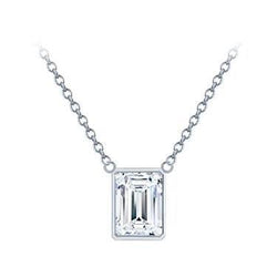 Collana con ciondolo con diamanti taglio smeraldo da 1 carato in gioielli in oro bianco 14k