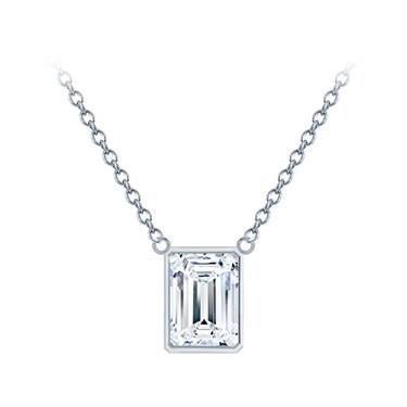 Collana con ciondolo con diamanti taglio smeraldo, gioielli in oro bianco 14 carati da 1 carato - harrychadent.it