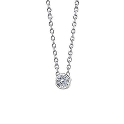 Collana con ciondolo con diamanti tondi scintillanti da 0,50 carati WG Nuova lunetta in oro bianco 14K