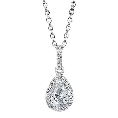 Collana con pendente a pera e diamanti rotondi in oro bianco 1.45 carati 14K - harrychadent.it