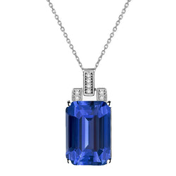 Collana con ciondolo con zaffiro di Ceylon smeraldo e diamanti tondi 4,75 carati