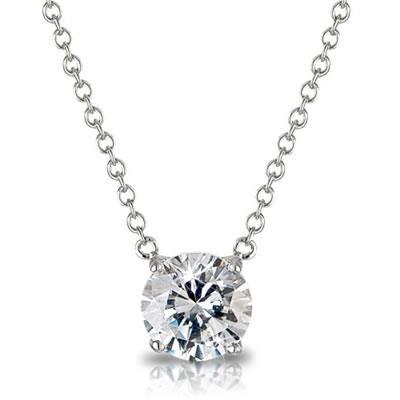 Ciondolo per collana da donna con diamanti a taglio rotondo da 1 carato in oro bianco 14K - harrychadent.it