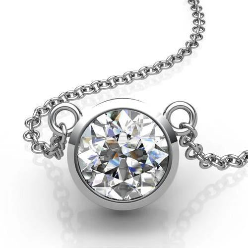 Collana con ciondolo con diamanti rotondi Donna Nuovo oro bianco 1.50 carati 14K - harrychadent.it