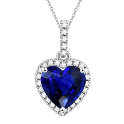 Collana con ciondolo da donna con zaffiro blu e diamanti da 5,50 carati
