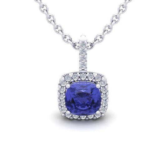Collana con ciondolo grande tanzanite e diamanti 19 ct in oro bianco 14K - harrychadent.it