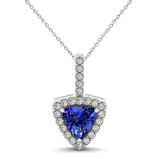 Collana con ciondolo in oro bianco 14 kt con tanzanite blu e diamanti 17 ct - harrychadent.it