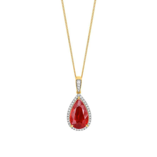 Collana con ciondolo in oro giallo 14K 4.50 carati con rubini e diamanti Novità - harrychadent.it