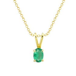 Collana con ciondolo in pietra preziosa verde smeraldo 4 carati in oro giallo 14 carati Novità