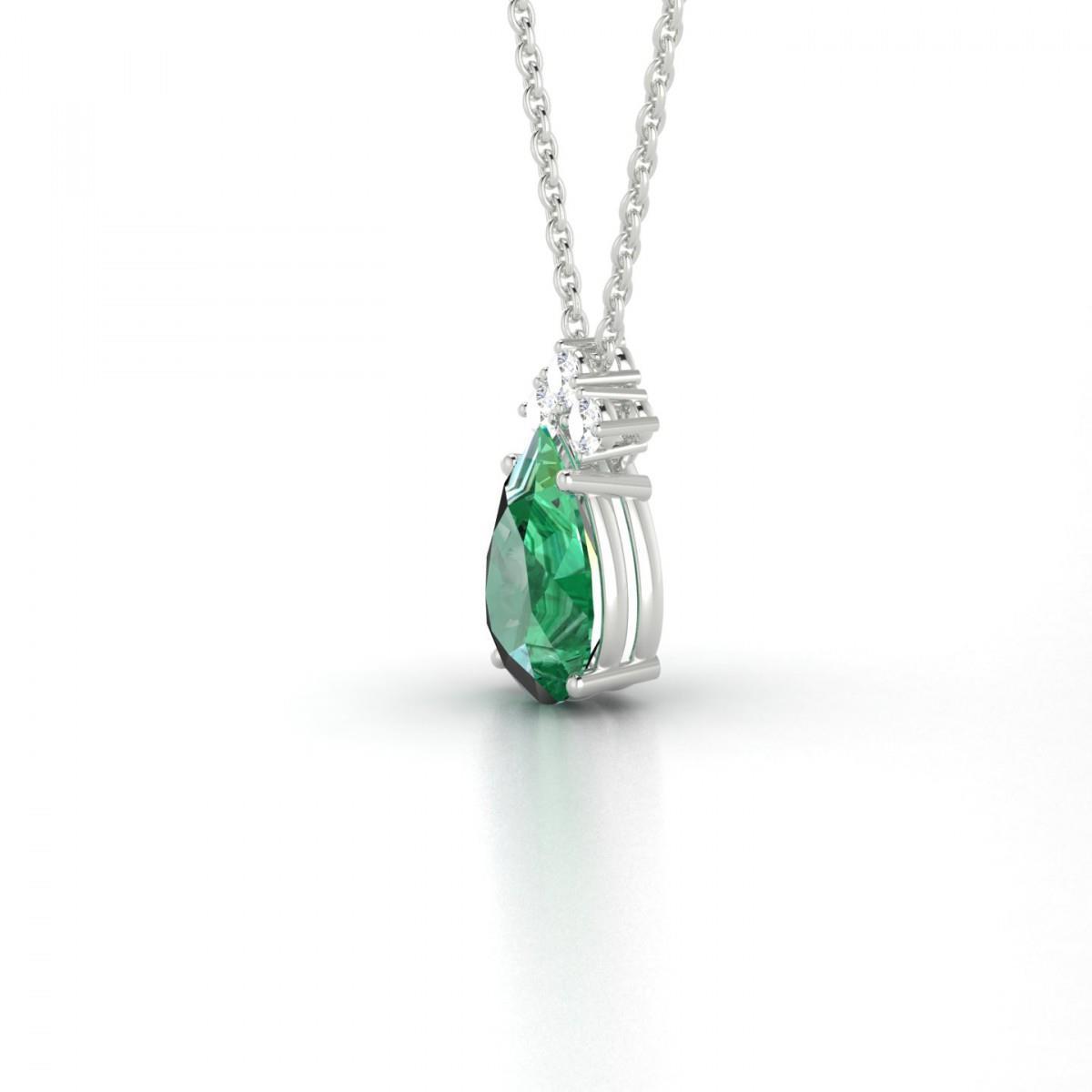 Collana con ciondolo in pietra preziosa verde smeraldo e diamante 8.25 carati WG 14K - harrychadent.it