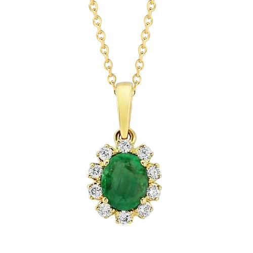 Collana con ciondolo in pietra preziosa verde smeraldo e diamante 9.10 carati polo - harrychadent.it