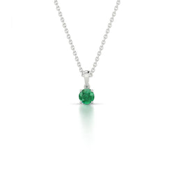 Collana con ciondolo in pietra preziosa verde smeraldo solitario rotondo 3 carati